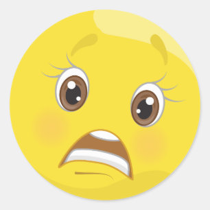 Emojiの心配したステッカー ラウンドシール