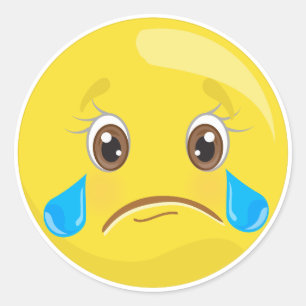 Emojiの悲しい叫ぶステッカー ラウンドシール