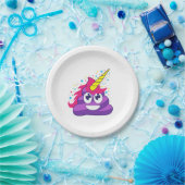 Emojiの紫色のユニコーンのウンチ ペーパープレート (パーティー)