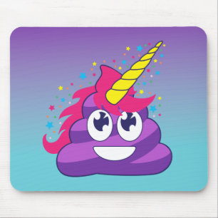 Emojiの紫色のユニコーンのウンチ マウスパッド