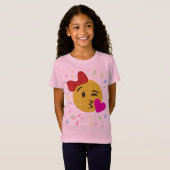 Emojiの誕生日のワイシャツ-女の子のハートのキス Tシャツ (正面フル)