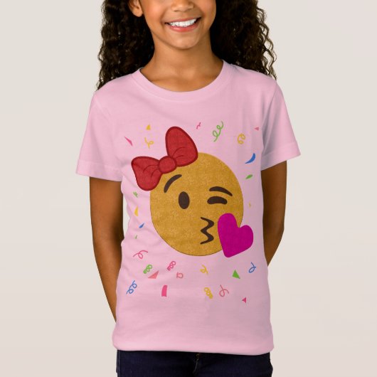 Emojiの誕生日のワイシャツ-女の子のハートのキス Tシャツ (正面)