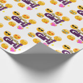 Emojiの誕生日の女の子 ラッピングペーパー (角)