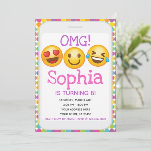 Emojiの誕生日の招待状 招待状 (スタンド正面)