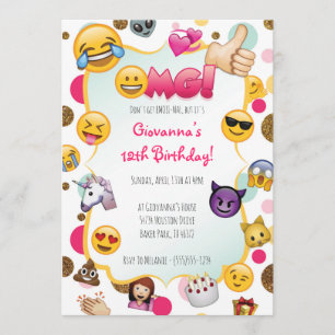 Emojiの誕生日の招待状- Emojiのテーマの招待 招待状
