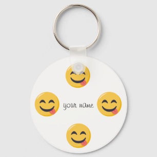 Emojiはここに直面し、"あなたの名前" キーホルダー