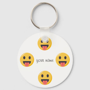 Emojiはここに直面し、"あなたの名前" キーホルダー