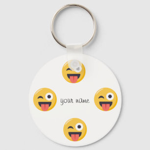 Emojiはここに直面し、"あなたの名前" キーホルダー