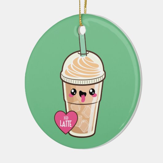 Emojiはラテを凍らしました セラミックオーナメント (左)