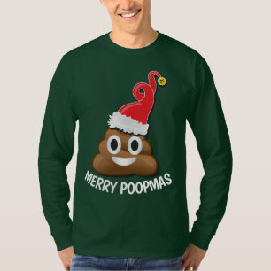 Emojiサンタのウンチの醜いクリスマスのセーター Tシャツ