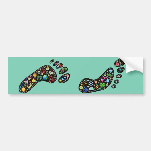 Emoji芸術の環境の足跡のステッカー バンパーステッカー (正面)