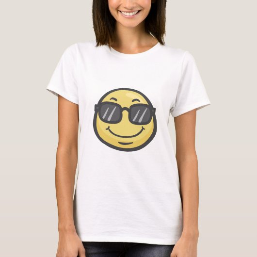 Emoji: サングラスが付いている微笑の顔 tシャツ (正面)