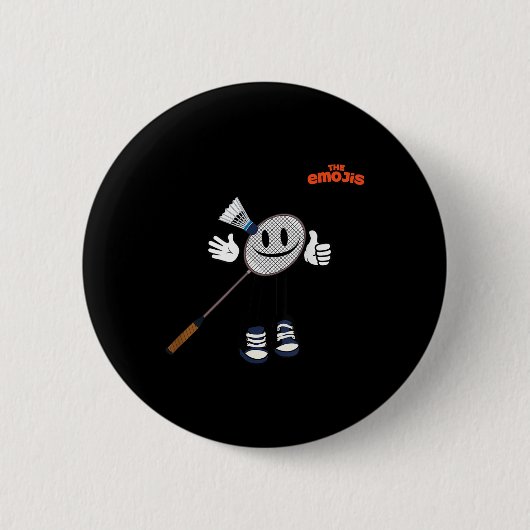 Emoji Badminton Sports Thumb Up  缶バッジ (正面)