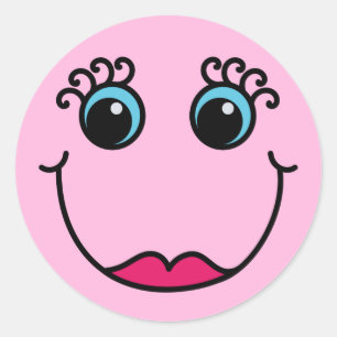 Emoji Face Light-pink女性 ラウンドシール
