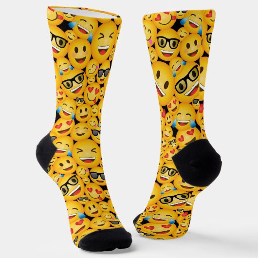 Emoji Faces Pattern Socks Happy Face Emoticon Sock ソックス (傾斜あり)