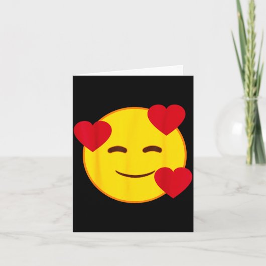 Emoji Floating Hearts Yellow Smile Face カード (正面)