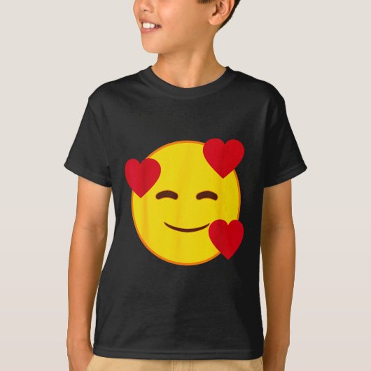 Emoji Floating Hearts Yellow Smile Face  Tシャツ (正面)