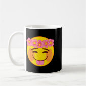 Emoji Flower Crown Tongue Yellow Smile Face コーヒーマグカップ (左)
