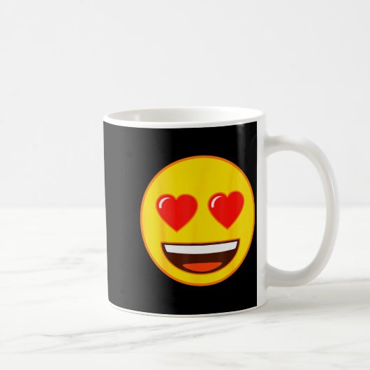 Emoji Heart Eyes Yellow Smile Face  コーヒーマグカップ (右)