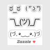 Emoji Kawaii Facesテキストベースの絵文字4x set シール (シート)