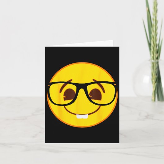 Emoji Nerd Gles Yellow Smile Face  カード (正面)