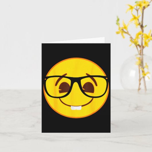 Emoji Nerd Gles Yellow Smile Face  カード (黄色い花)