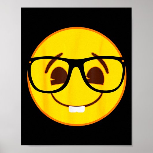 Emoji Nerd Gles Yellow Smile Face  ポスター (正面)