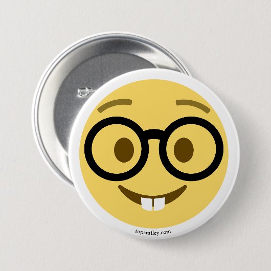 Emoji Nerd mit Brille und Hasenzähnen 缶バッジ (正面&裏面)