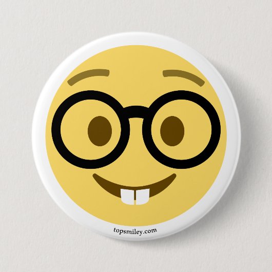 Emoji Nerd mit Brille und Hasenzähnen 缶バッジ (正面)
