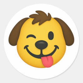 Emoji Perro Divertido – Estilo Kawaii para Amantes ラウンドシール
