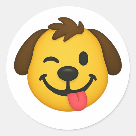 Emoji Perro Divertido – Estilo Kawaii para Amantes ラウンドシール (正面)