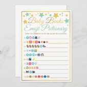 Emoji Pictionaryのベビーシャワーのゲームのミントの金ゴールドの星 招待状 (正面/裏面)