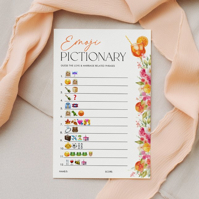 Emoji Pictionary Bridal Shower Game Spritz Citrus (Emoji Pictionary Bridal Shower Game | Love at First Spritz Theme)