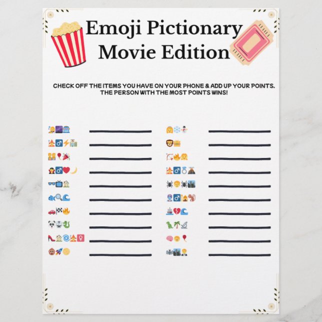 Emoji Pictionary – Movie Edition | Printable Game レターヘッド (正面)