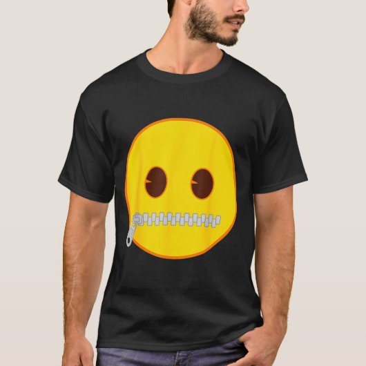 Emoji Zip Zipper Mouth Yellow Smile Face  Tシャツ (正面)