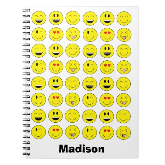 "Emojis"のパーソナライズなノート ノートブック (正面)