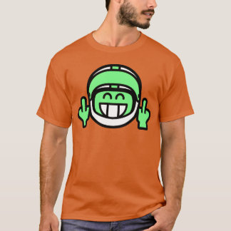 Emoticon Grin with Motorcycle Helmet Stinkfinger r Tシャツ