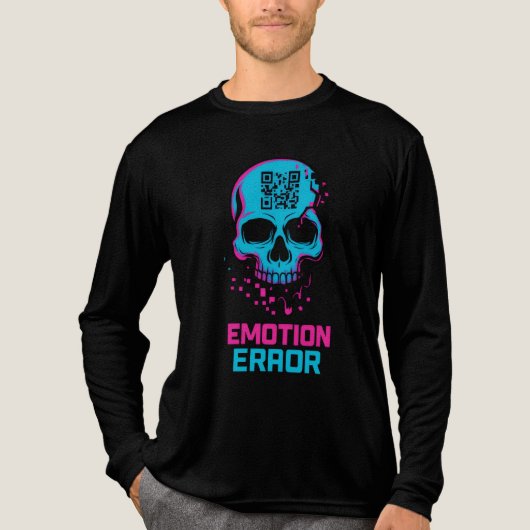 Emotion Error Glitch Skull Graphic Long Sleeve T-S トライブレンドＴシャツ (正面)