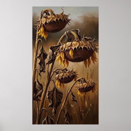 Emotional Drying Sunflower Art ポスター (正面)