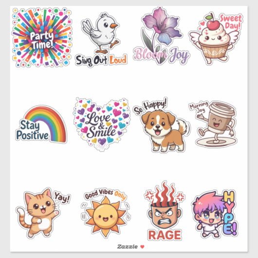 Emotional Emoji Sticker Bundle – Cute Expression S シール (シート)