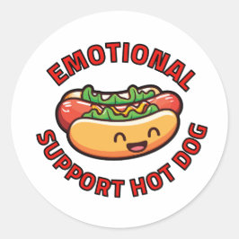 Emotional Support Hot Dog Funny Foodie ラウンドシール