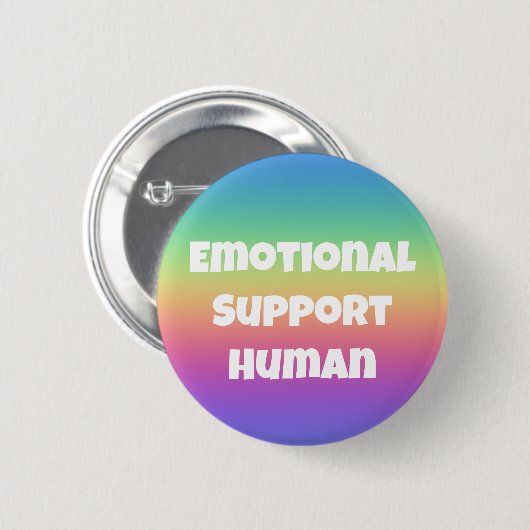 Emotional Support Human Rainbow Button 缶バッジ (正面&裏面)