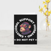 Emotional Support Husband Do Not Pet Monkey Funny カード (黄色い花)