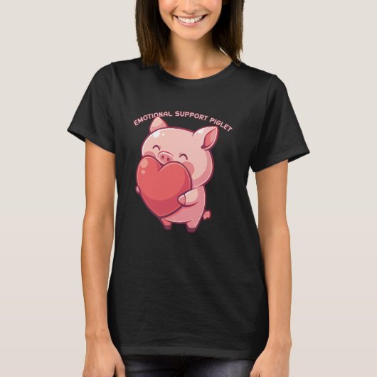 Emotional Support Piglet Cute Kawaii Pig Japanese Tシャツ (正面)