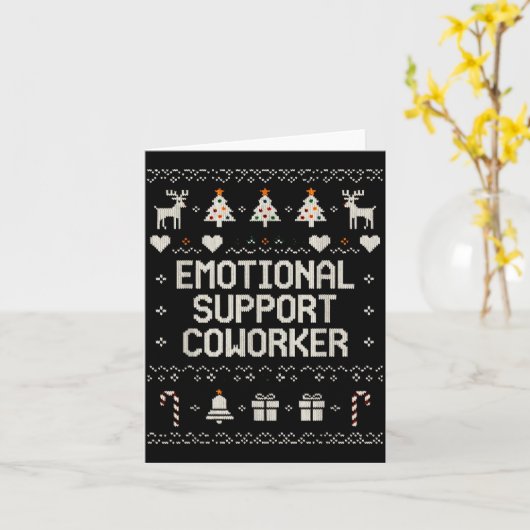 Emotional-suprt Coworker Funny Ugly Christmas Swea カード (黄色い花)