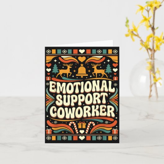 Emotional Suprt Coworker Funny Ugly Christmas Swea カード (黄色い花)