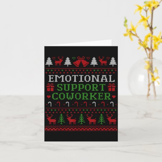 Emotional Suprt Coworker Funny Ugly Christmas Swea カード (黄色い花)
