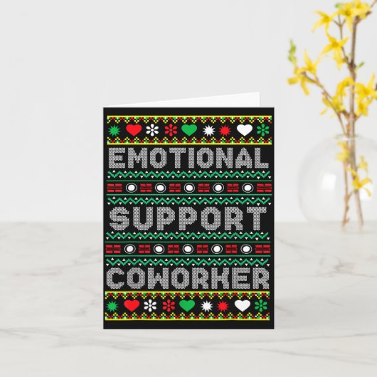 Emotional Suprt Coworker Funny Ugly Christmas Swea カード (黄色い花)