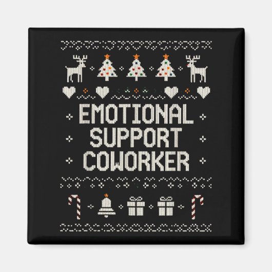 Emotional-suprt Coworker Funny Ugly Christmas Swea マグネット (正面)