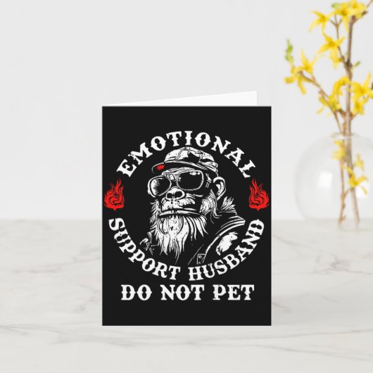 Emotional Suprt Husband Do Not Pet Funny Monkey (o カード (黄色い花)